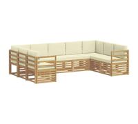vidaXL Ensemble de canapé d'angle 9 pcs Blanc et crème Polyester, Mobilier de Jardin, Ensemble Lounge Moderne, canapé Solide, sièges sectionnels pour terrasse et Salon