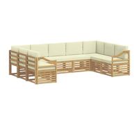 vidaXL Ensemble de canapé d'angle 9 pcs Blanc et crème Polyester, Mobilier de Jardin, Ensemble Lounge Moderne, canapé Solide, sièges sectionnels pour terrasse et Salon