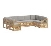 vidaXL Ensemble de canapé d'angle 9 pcs Blanc et Gris Clair, Mobilier de Jardin, Ensemble Lounge Moderne, canapé Solide, sièges sectionnels pour terrasse et Salon