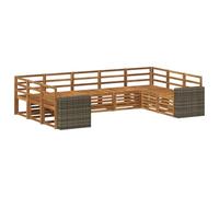 vidaXL Ensemble de canapé d'angle 9 pcs Naturel Bois d'Acacia Massif, Mobilier de Jardin, Ensemble Lounge Moderne, canapé Solide, sièges sectionnels pour terrasse et Salon