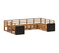 vidaXL Ensemble de canapé d'angle 9 pcs Naturel Bois d'Acacia Massif, Mobilier de Jardin, Ensemble Lounge Moderne, canapé Solide, sièges sectionnels pour terrasse et Salon