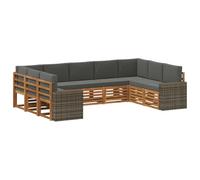 vidaXL Ensemble de canapé d'angle 9 pcs Naturel et Anthracite, Mobilier de Jardin, Ensemble Lounge Moderne, canapé Solide, sièges sectionnels pour terrasse et Salon