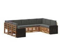 vidaXL Ensemble de canapé d'angle 9 pcs Naturel et Anthracite, Mobilier de Jardin, Ensemble Lounge Moderne, canapé Solide, sièges sectionnels pour terrasse et Salon