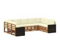 vidaXL Ensemble de canapé d'angle 9 pcs Naturel et Crème Polyester, Mobilier de Jardin, Ensemble Lounge Moderne, canapé Solide, sièges sectionnels pour terrasse et Salon