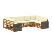 vidaXL Ensemble de canapé d'angle 9 pcs Naturel et Crème Polyester, Mobilier de Jardin, Ensemble Lounge Moderne, canapé Solide, sièges sectionnels pour terrasse et Salon