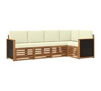 vidaXL Ensemble de canapé d'angle avec coussin 4 pcs Naturel et Crème