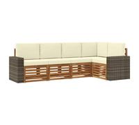 vidaXL Ensemble de canapé d'angle avec coussin 5 pcs Naturel et Crème