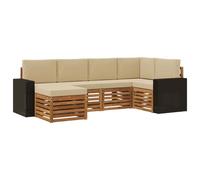 vidaXL Ensemble de canapé d'angle avec coussin 6 pcs Naturel et Beige