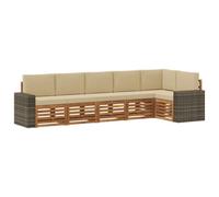 vidaXL Ensemble de canapé d'angle avec coussin 6 pcs Naturel et Beige