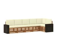 vidaXL Ensemble de canapé d'angle avec coussin 6 pcs Naturel et Crème