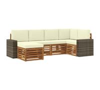 vidaXL Ensemble de canapé d'angle avec coussin 6 pcs Naturel et Crème