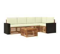 vidaXL Ensemble de canapé d'angle avec coussin 6 pcs Naturel et Crème