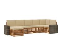 vidaXL Ensemble de canapé d'angle avec coussin 7 pcs Naturel et Beige