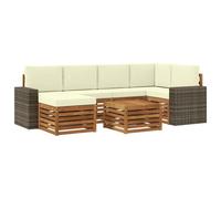 vidaXL Ensemble de canapé d'angle avec coussin 7 pcs Naturel et Crème