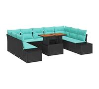 vidaXL Ensemble de canapé de Jardin 10 pc Noir Poly rotin | S'adapte à plein de réglages , Rembourrage moelleux pour se détendre , Rattan synthétique costaud contre les intempéries