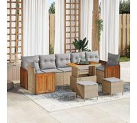 Ensemble de canapés de jardin vidaXL avec coussins (10 pièces), beige et gris clair