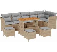 vidaXL Ensemble de canapé de jardin 10 pcs Beige Poly-Rattan