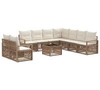 vidaXL Ensemble de canapé de jardin 10 pcs Beige Poly-Rattan