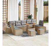 vidaXL Ensemble de canapé de jardin avec coussins 10 pcs Beige Poly-Rattan