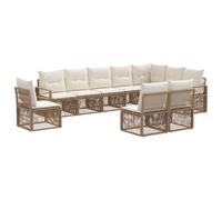 vidaXL Ensemble de canapé de Jardin 10 pcs Beige polyrotin, Sofa de Jardin Moderne, Ensemble Confortable résistant aux intempéries, mobilier modulaire pour Le Patio, Coin Lounge et Console