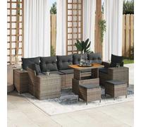 vidaXL Ensemble de canapés de jardin 10 pcs Gris Poly-Rotin
