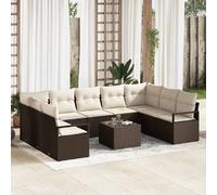 vidaXL Ensemble de canapé de jardin 10 pcs Marron et Crème polyrotin