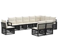 vidaXL Ensemble de canapé de jardin 10 pcs Noir Poly-Rotin