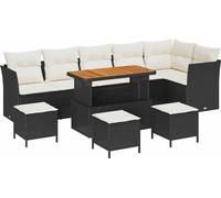 vidaXL Ensemble de canapé de jardin 10 pcs Noir Poly-Rotin