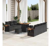 vidaXL Ensemble de canapé de jardin 10 pcs Noir Poly-Rotin