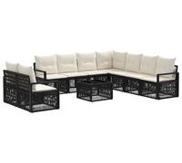 vidaXL Ensemble de canapé de jardin 10 pcs Noir Poly-Rotin