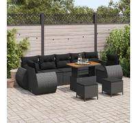 vidaXL Ensemble de canapé de jardin 10 pcs Noir polyrotin