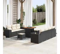 vidaXL Ensemble de canapé de jardin 10 pcs Noir polyrotin