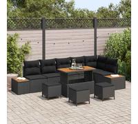 Ensemble de canapés de jardin vidaXL, 10 pièces, noir, en résine tressée