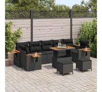 vidaXL Ensemble de canapé de jardin 10 pcs Noir polyrotin