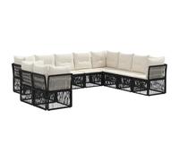 vidaXL Ensemble de canapé de Jardin 10 pcs Noir polyrotin, Canapé de Jardin, mobilier extérieur résistant, Design modulable pour Une terrasse Durable, Confort Garanti