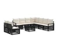 vidaXL Ensemble de canapé de Jardin 10 pcs Noir polyrotin, Ensemble de Salon Moderne, résistant aux intempéries, canapé Moelleux, mobilier de Jardin Confortable