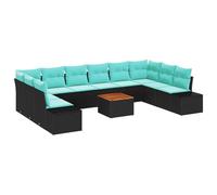 Ensemble de salon de jardin vidaXL, 11 pièces, noir et turquoise