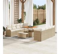 vidaXL Ensemble de canapé de jardin 11 pcs Beige Poly rotin, Canapé modulable moderne pour jardin et terrasse 3362376 Beige G