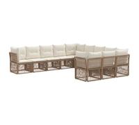 vidaXL Ensemble de canapé de Jardin 11 pcs Beige polyrotin, Canapé de Jardin Moderne, Assise extérieure Chic, résistant aux intempéries, Design modulable, Cadre en Acier, Coussins en Mousse