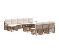 vidaXL Ensemble de canapé de Jardin 11 pcs Beige polyrotin, Canapé modulable élégant, résistant aux intempéries pour Vos réunions en extérieur, Confort Exceptionnel, mobilier Polyvalent