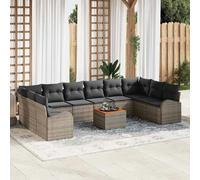 vidaXL Ensemble de canapé de jardin 11 pcs Gris polyrotin