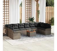 vidaXL Ensemble de canapé de jardin 11 pcs Gris polyrotin
