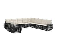 vidaXL Ensemble de canapé de Jardin 11 pcs Noir et Blanc crème, Canapé de Jardin Moderne, résistant aux intempéries, Ensemble modulaire, en Poly rotin, Confort pour se détendre