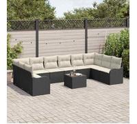 vidaXL Ensemble de canapé de jardin 11 pcs Noir et Blanc polyrotin 3354556