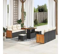 vidaXL Ensemble de canapé de jardin 11 pcs Noir et Crème polyrotin