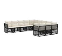vidaXL Ensemble de canapé de Jardin 11 pcs Noir polyrotin, Canapé de Jardin Moderne, Assise extérieure Chic, résistant aux intempéries, Design modulable, Cadre en Acier, Coussins en Mousse