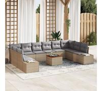 Vidaxl Ensemble De Canapé De Jardin 11 Pièces Avec Coussins Beige Poly Rotin Acacia Beige