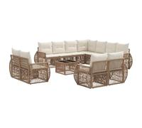 vidaXL Ensemble de canapé de Jardin 12 pcs Beige et Blanc crème, Canapé de Jardin modulaire Moderne, résistant aux intempéries, avec Coussins, mobilier d'extérieur, fauteuils en rotin