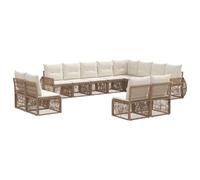 vidaXL Ensemble de canapé de Jardin 12 pcs Beige et Blanc crème, Canapés modulaires, Salon Moderne pour extérieur, Meubles de Jardin résistants aux intempéries, Coussins en Mousse