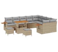 vidaXL Ensemble de canapé de jardin 12 pcs Beige Poly-Rattan